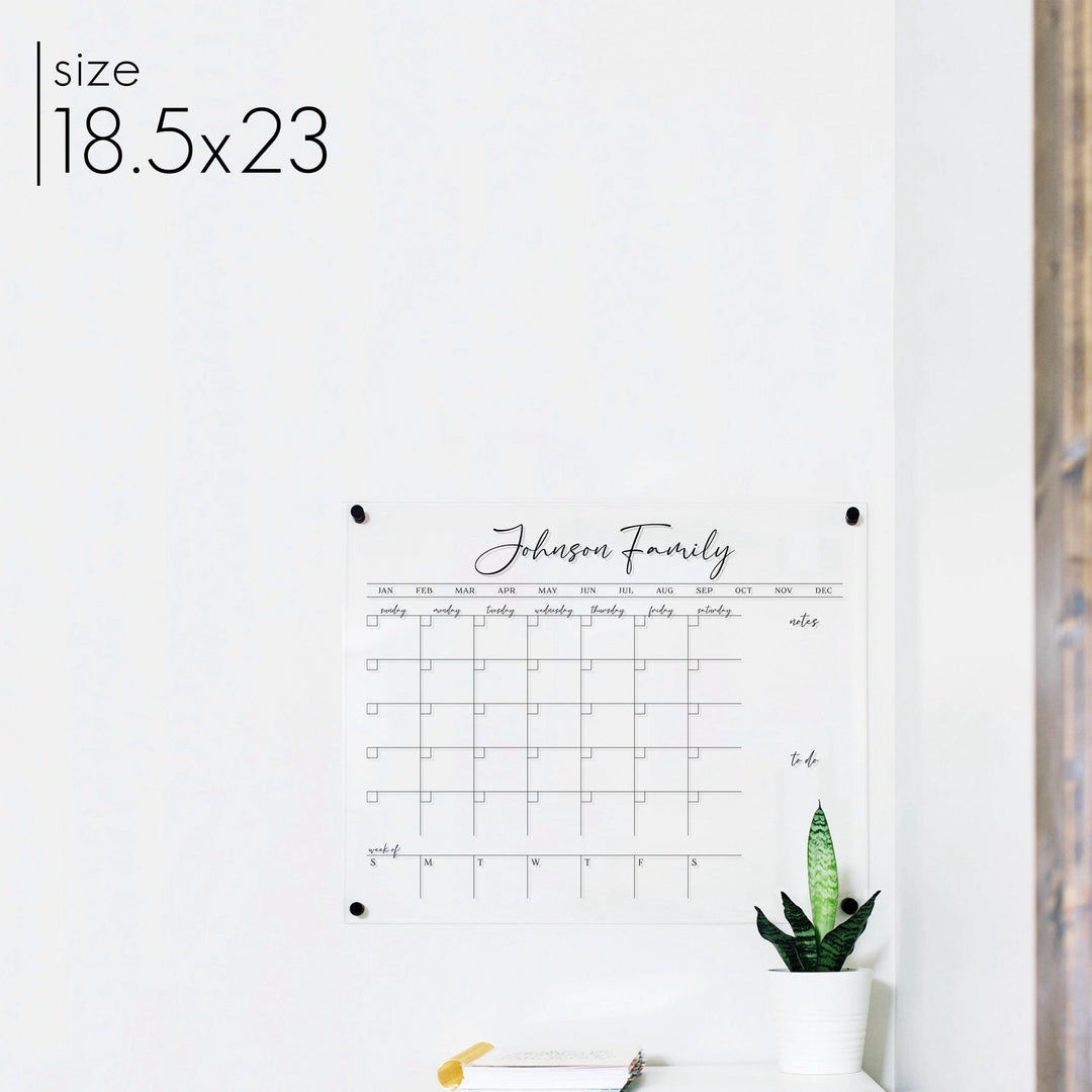 Week & Month Acrylic Calendar + 2 Sections | Horizontal Pennington