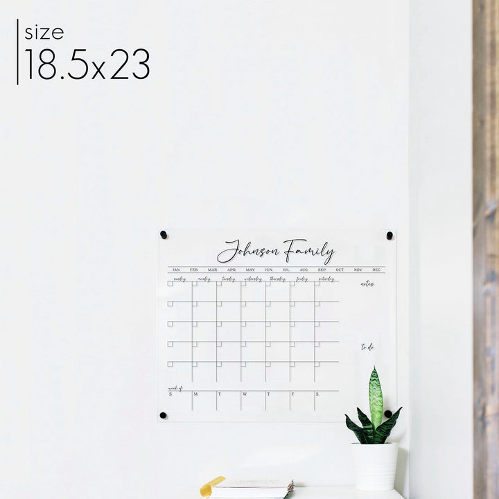 Week & Month Acrylic Calendar + 2 Sections | Horizontal Pennington
