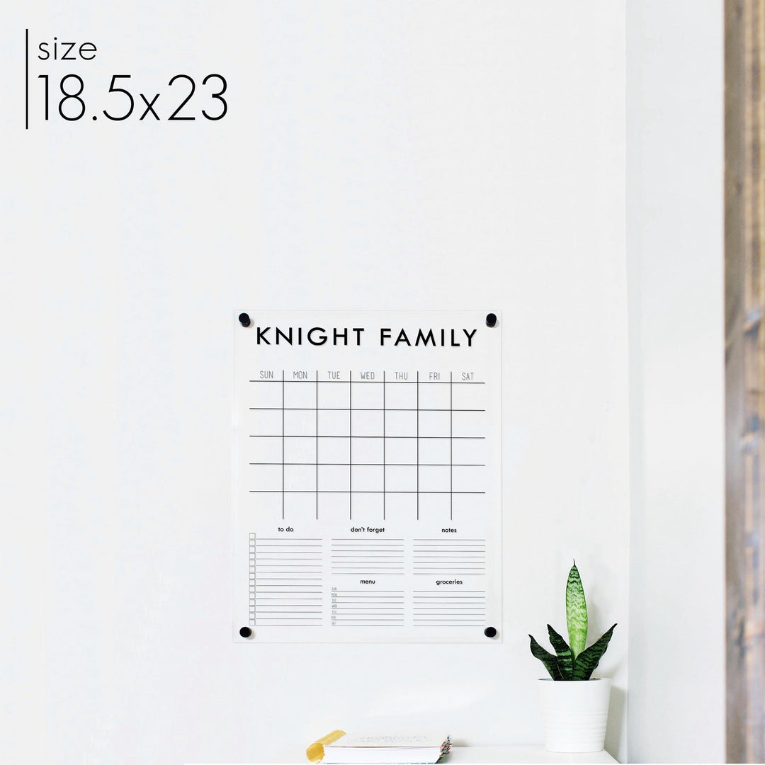 Monthly Acrylic Calendar + 5 Sections | Vertical Madi