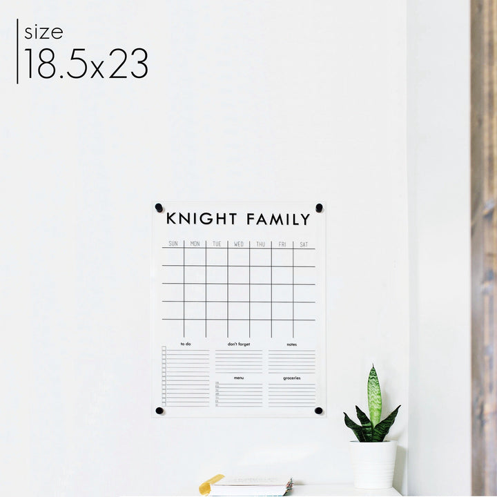 Monthly Acrylic Calendar + 5 Sections | Vertical Madi