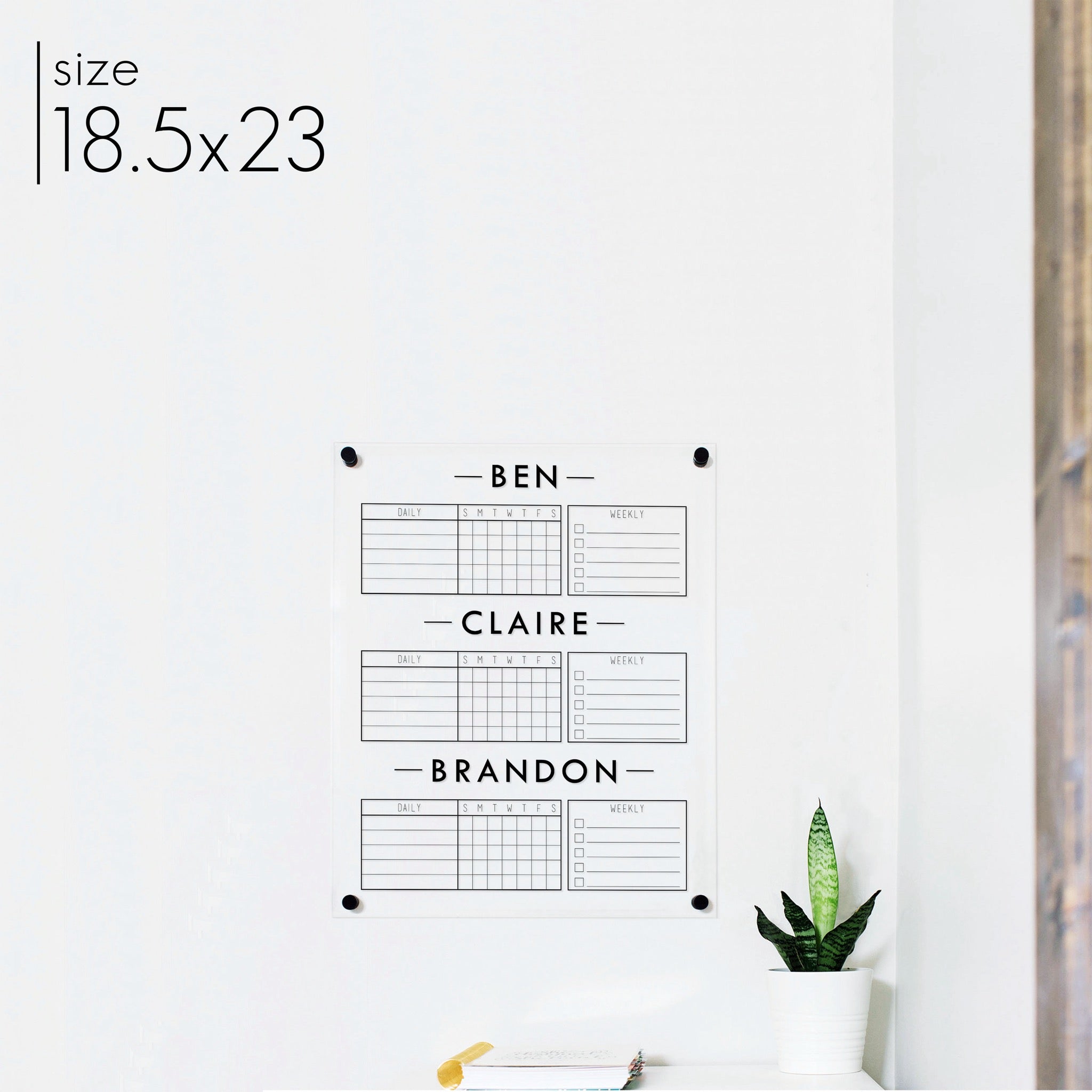 3 Person Acrylic Chore Chart | Vertical Craig