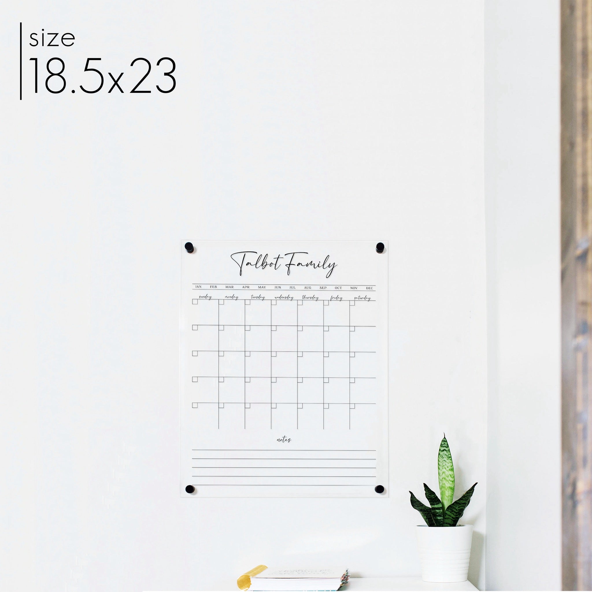Monthly Acrylic Calendar + 1 Section | Vertical Pennington