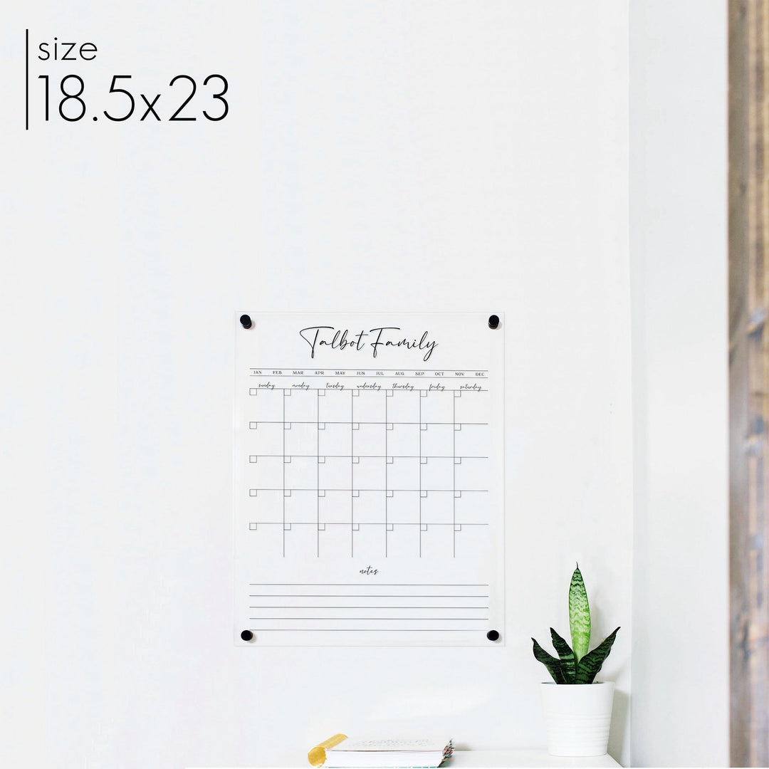 Monthly Acrylic Calendar + 1 Section | Vertical Pennington