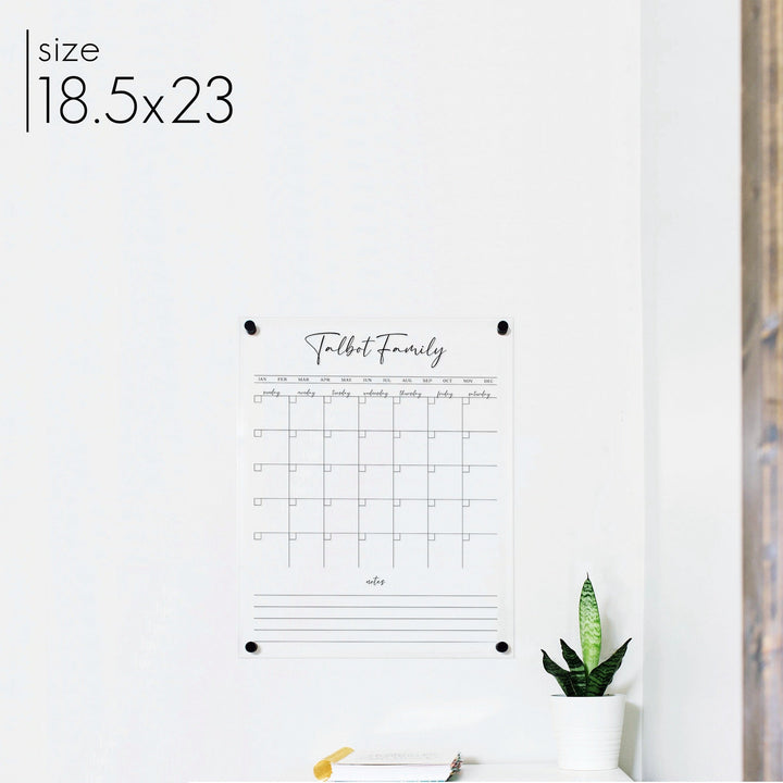Monthly Acrylic Calendar + 1 Section | Vertical Pennington