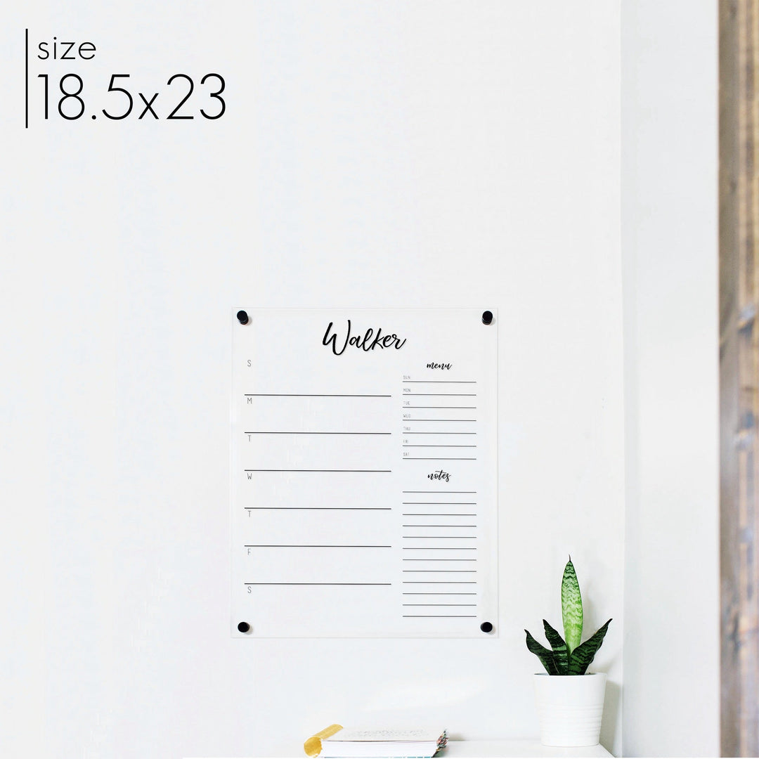 Weekly Acrylic Calendar + 2 Sections | Vertical Traeger