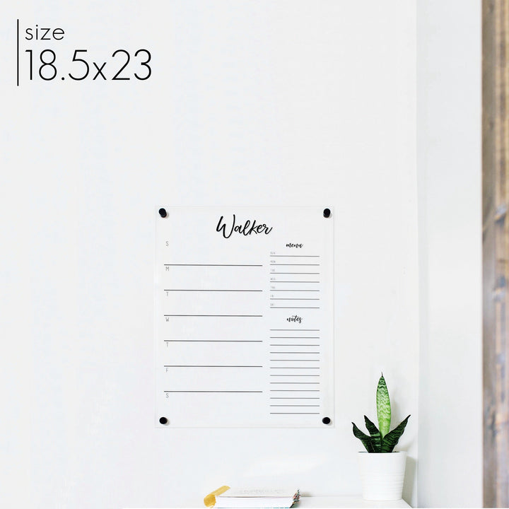 Weekly Acrylic Calendar + 2 Sections | Vertical Traeger