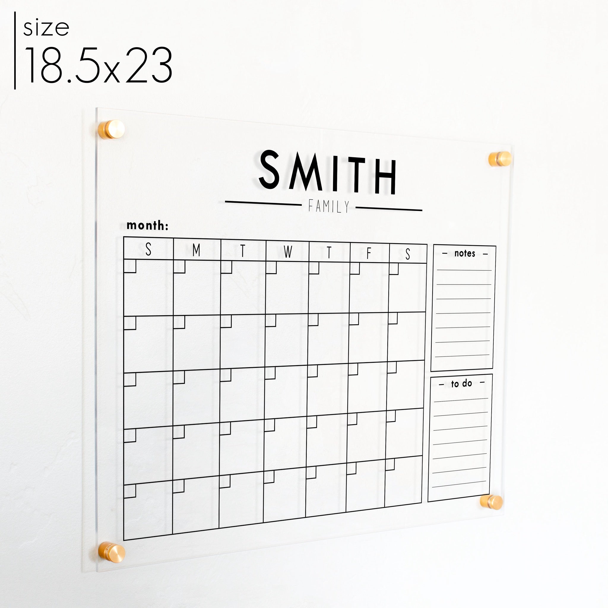 Monthly Acrylic Calendar + 2 Sections | Horizontal Craig