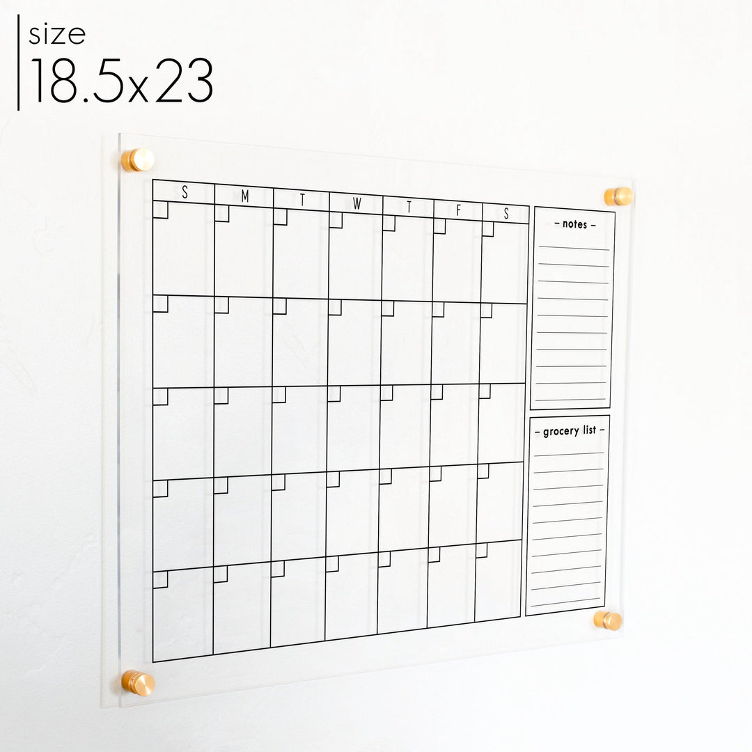 Monthly Acrylic Calendar + 2 Sections | Horizontal Multi-style