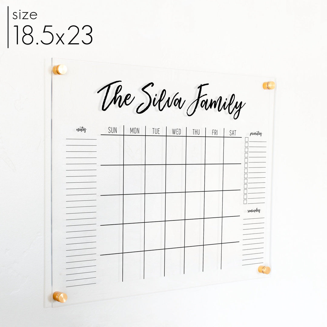 Monthly Acrylic Calendar + 3 Sections | Horizontal Traeger