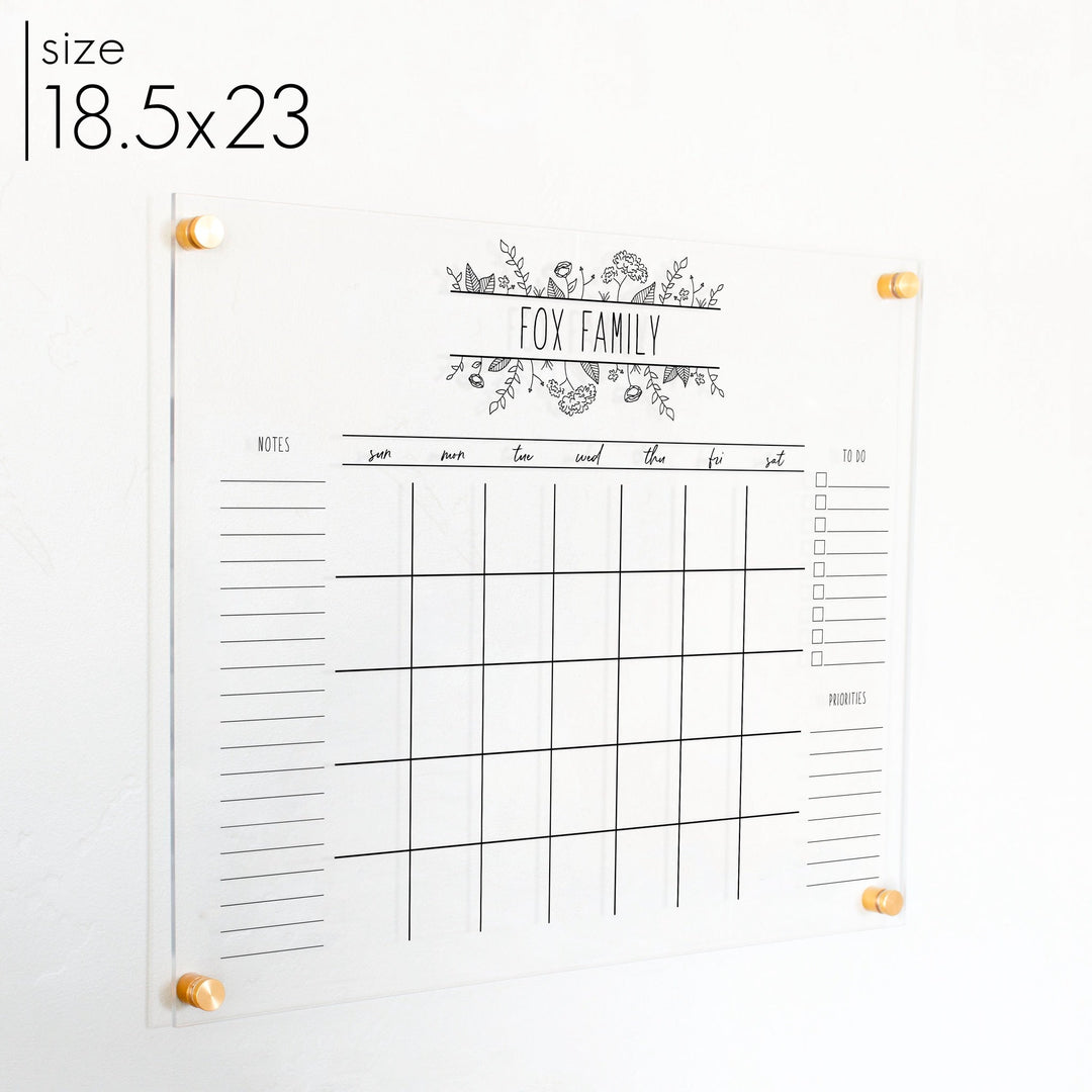 Monthly Acrylic Calendar + 3 Sections | Horizontal Lucy