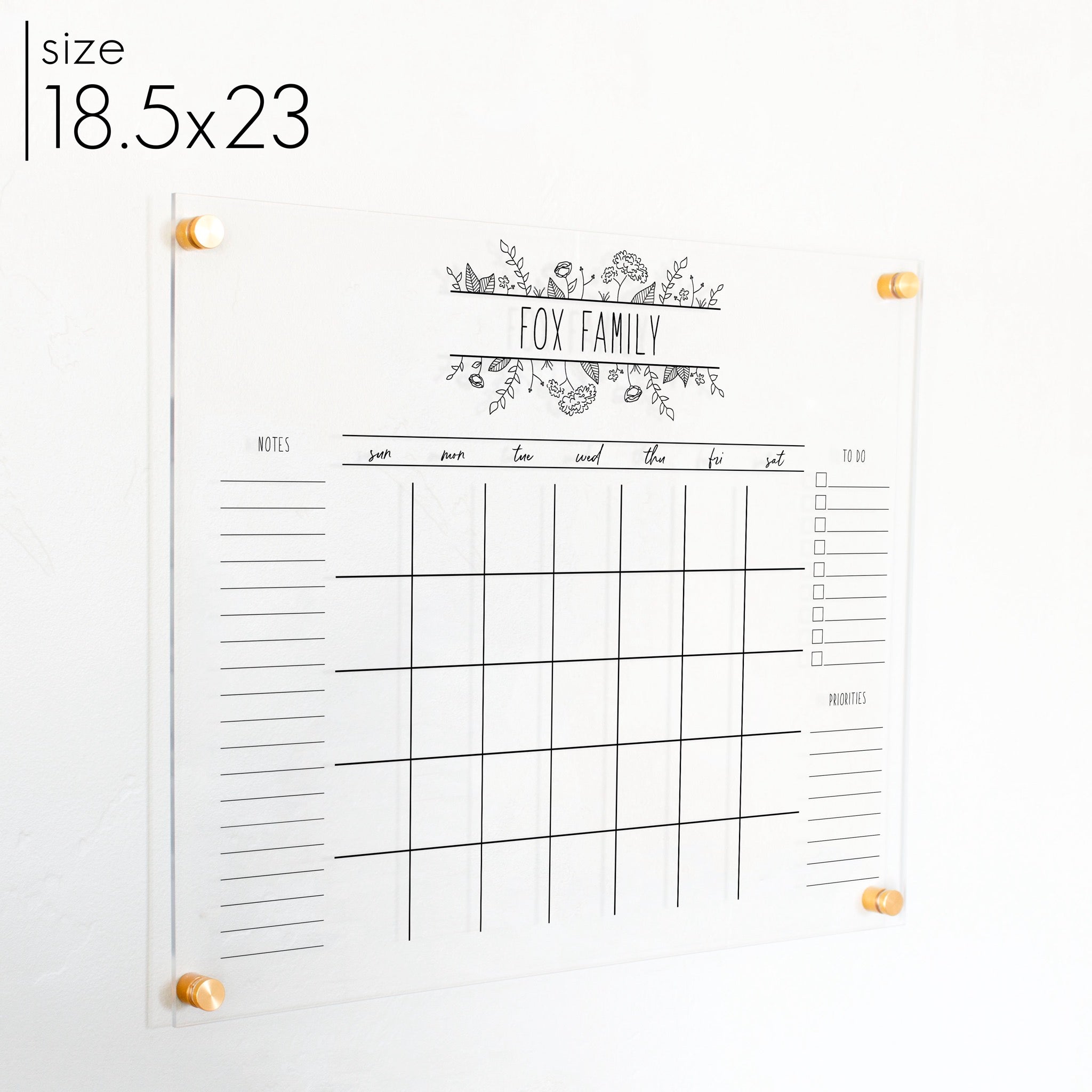 Monthly Acrylic Calendar + 3 Sections | Horizontal Lucy