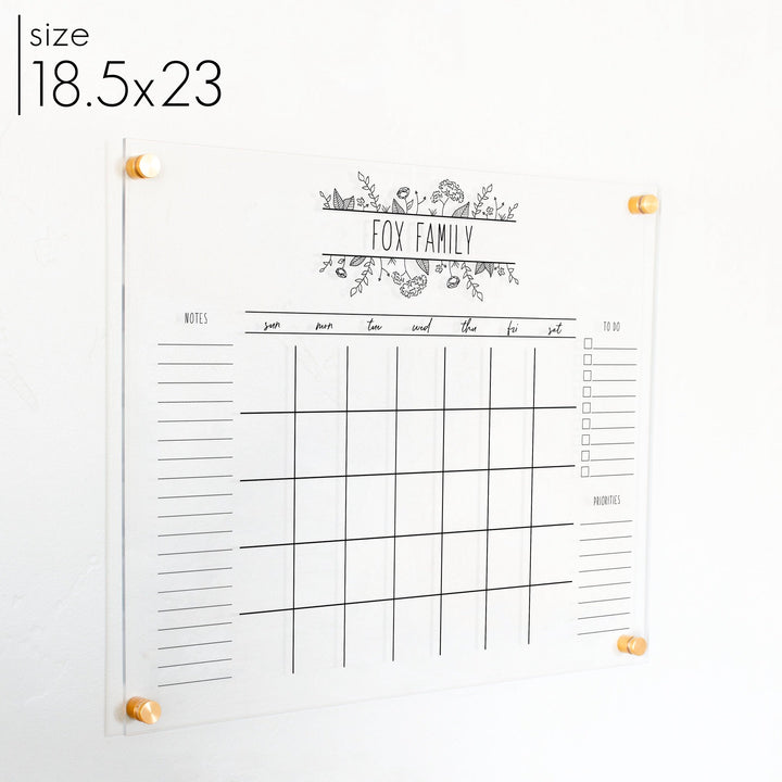 Monthly Acrylic Calendar + 3 Sections | Horizontal Lucy