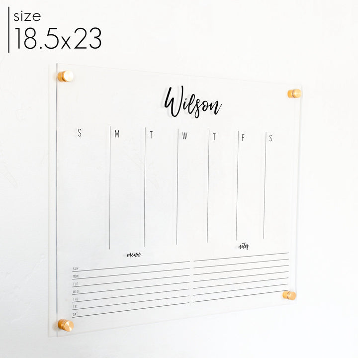 Weekly Acrylic Calendar + 2 Sections | Horizontal Traeger