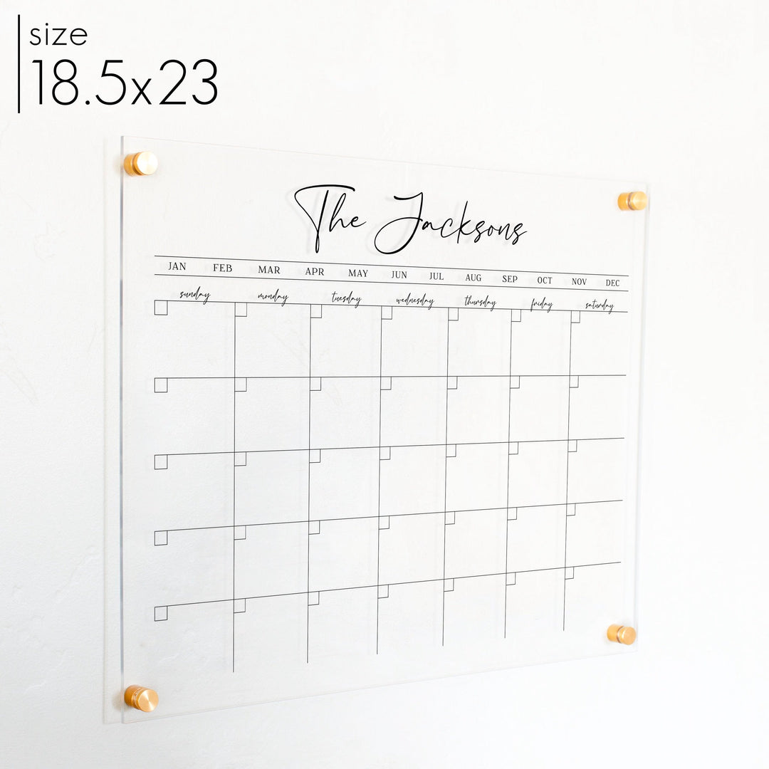 Monthly Acrylic Calendar | Horizontal Pennington