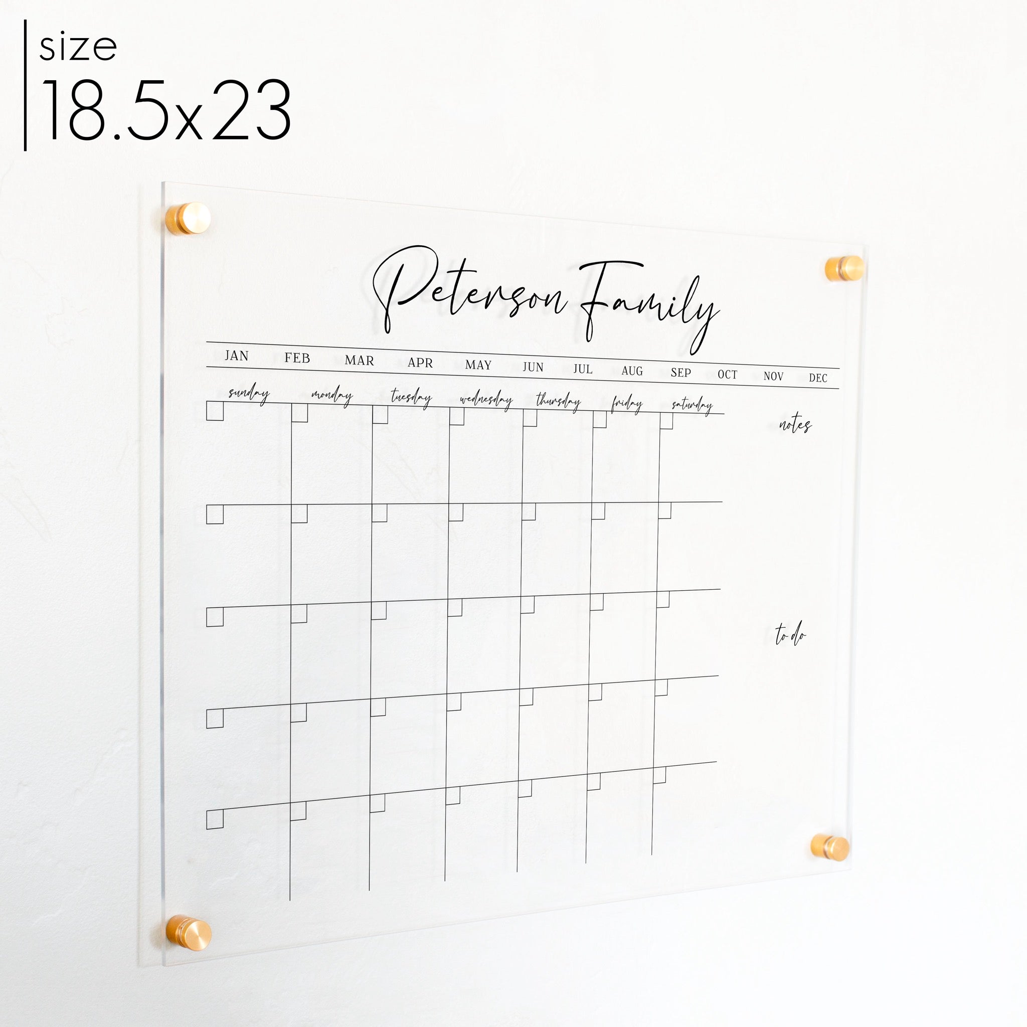 Monthly Acrylic Calendar + 2 Sections | Horizontal Pennington