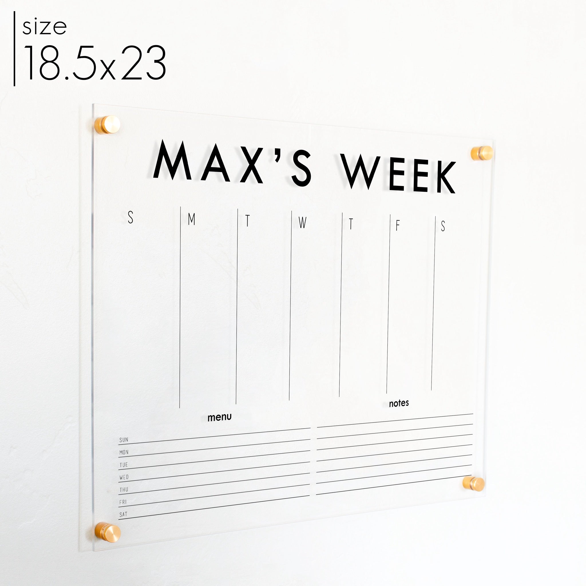 Weekly Acrylic Calendar + 2 Sections | Horizontal Madi