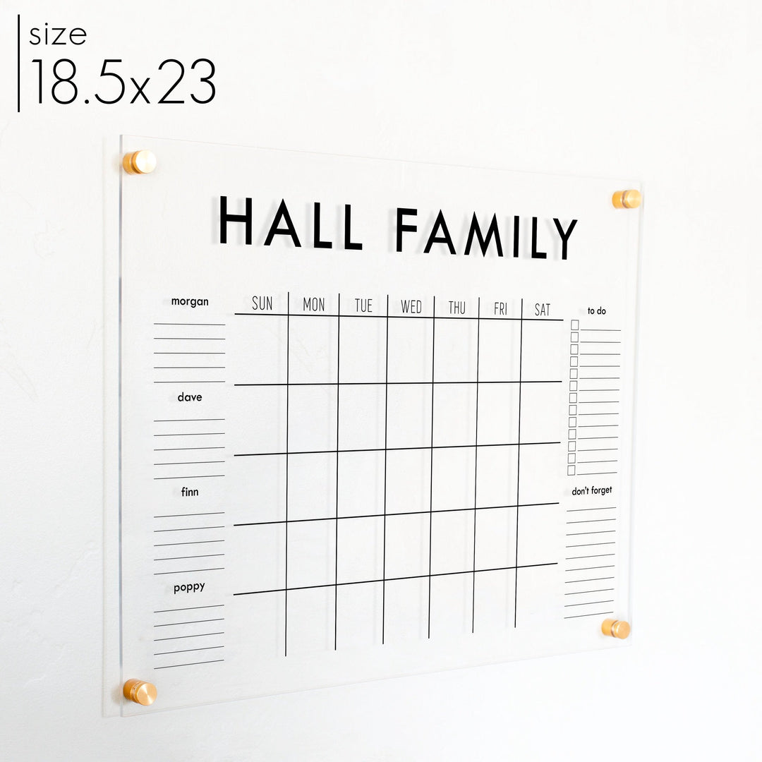 Monthly Acrylic Calendar + 6 Sections | Horizontal Madi