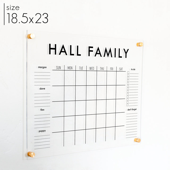 Monthly Acrylic Calendar + 6 Sections | Horizontal Madi