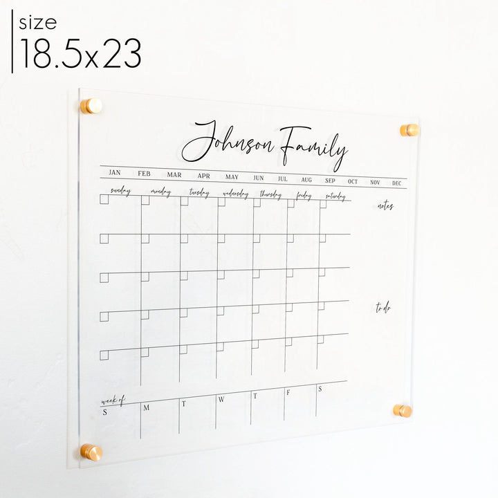 Week & Month Acrylic Calendar + 2 Sections | Horizontal Pennington