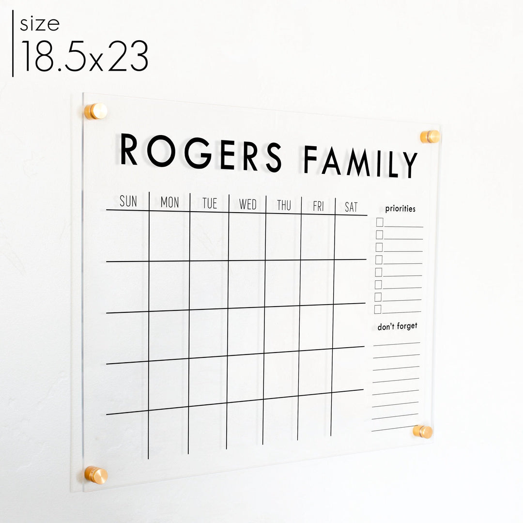 Monthly Acrylic Calendar + 2 Sections | Horizontal Madi