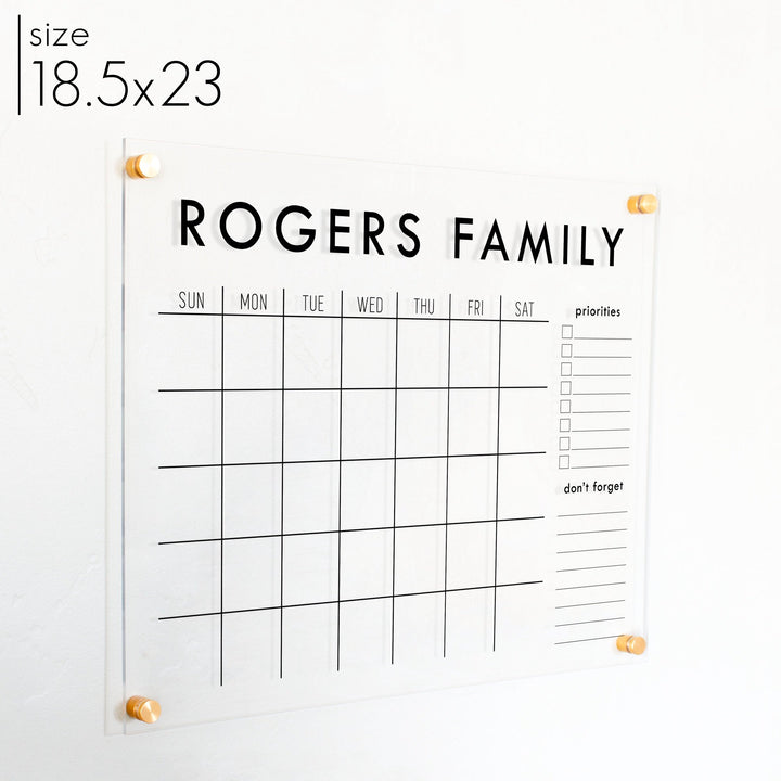 Monthly Acrylic Calendar + 2 Sections | Horizontal Madi