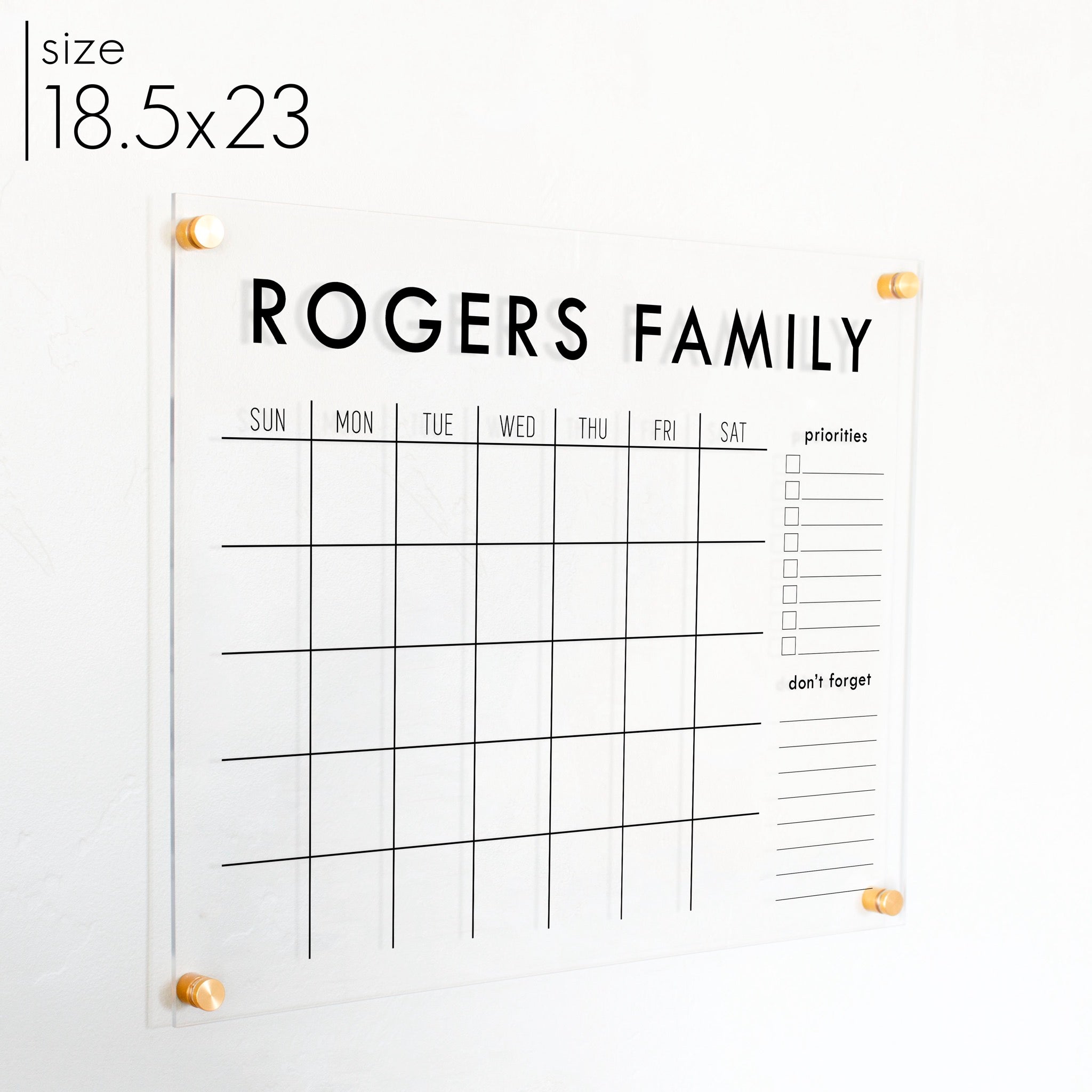 Monthly Acrylic Calendar + 2 Sections | Horizontal Madi