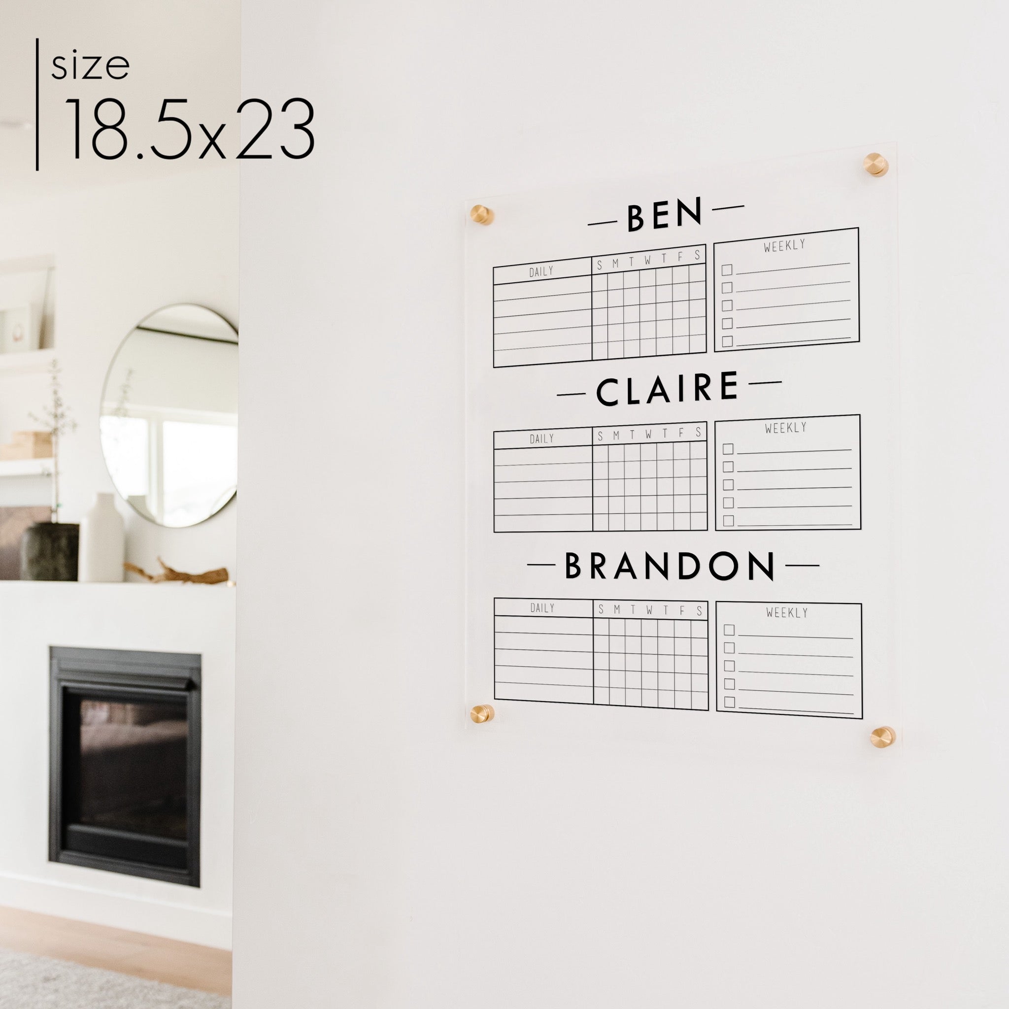 3 Person Acrylic Chore Chart | Vertical Craig