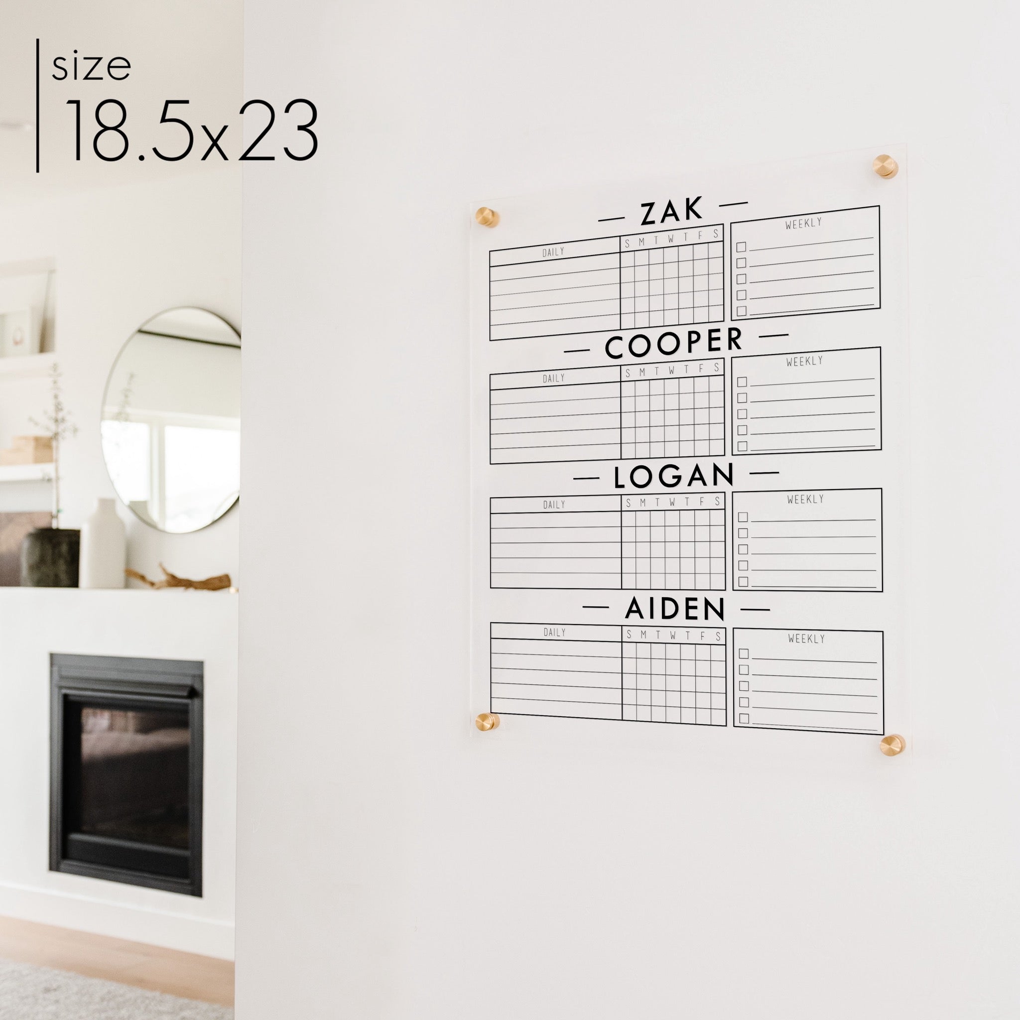 4 Person Acrylic Chore Chart | Vertical Craig