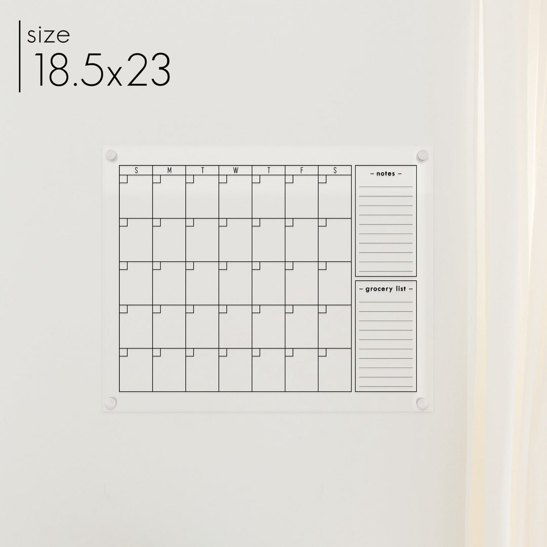 Monthly Acrylic Calendar + 2 Sections | Horizontal Multi-style