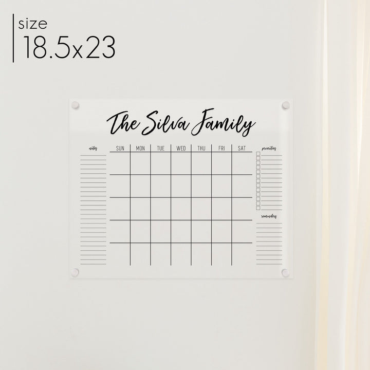 Monthly Acrylic Calendar + 3 Sections | Horizontal Traeger