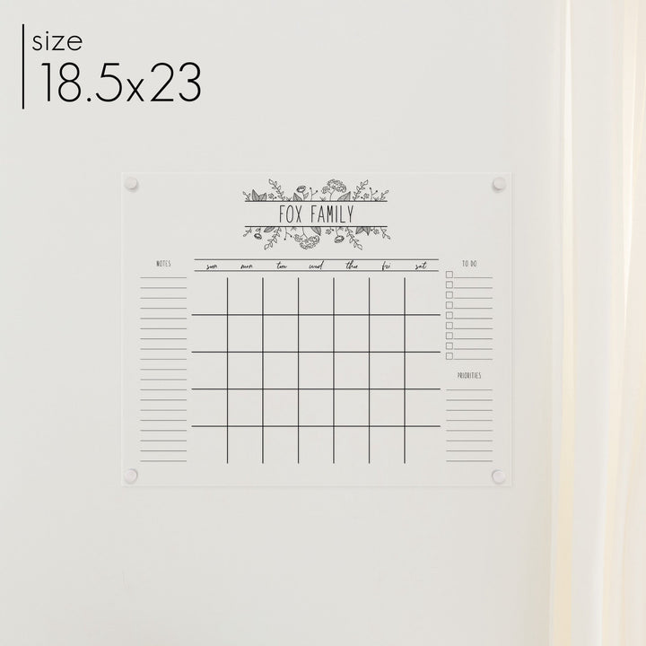 Monthly Acrylic Calendar + 3 Sections | Horizontal Lucy