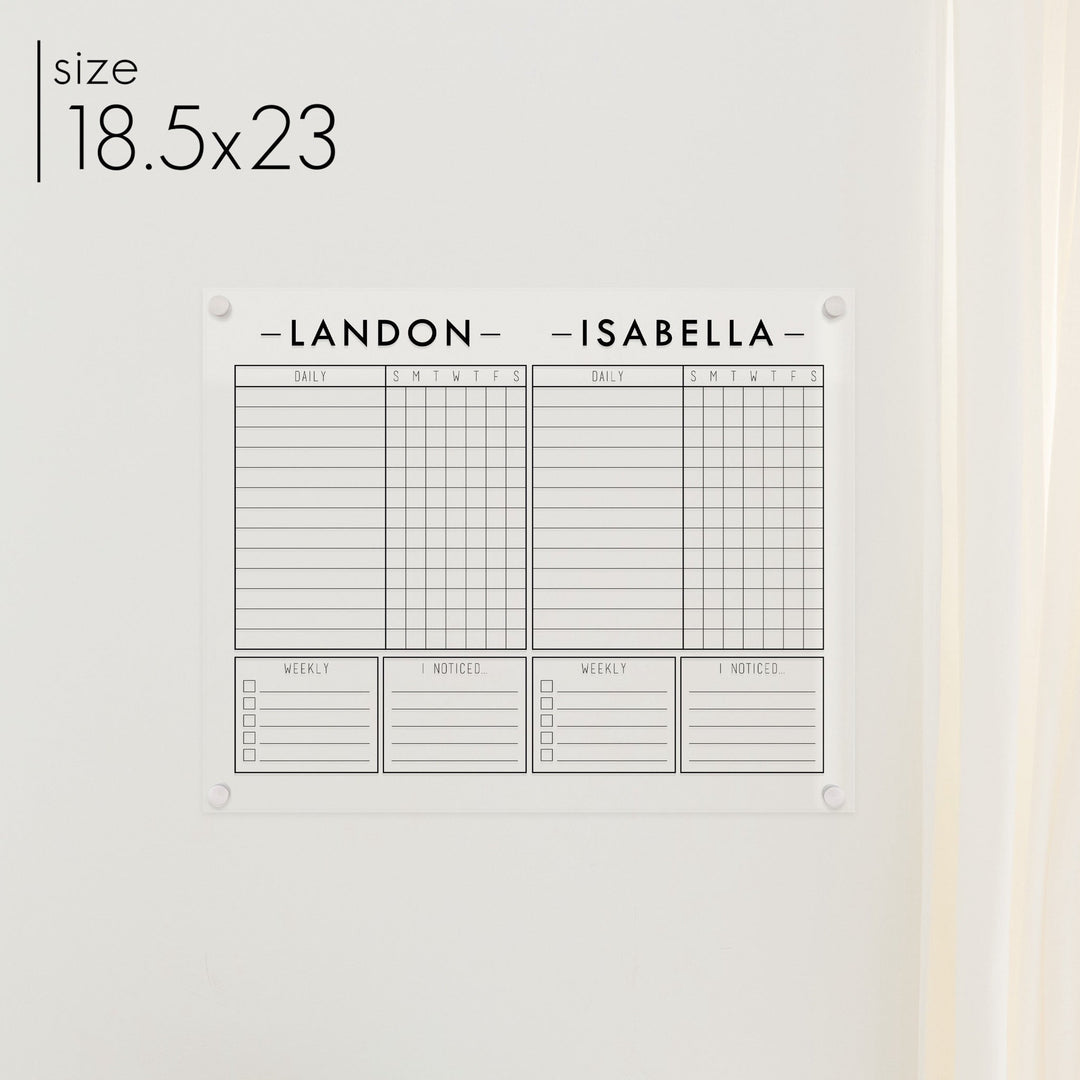 2 Person Acrylic Chore Chart | Horizontal Craig
