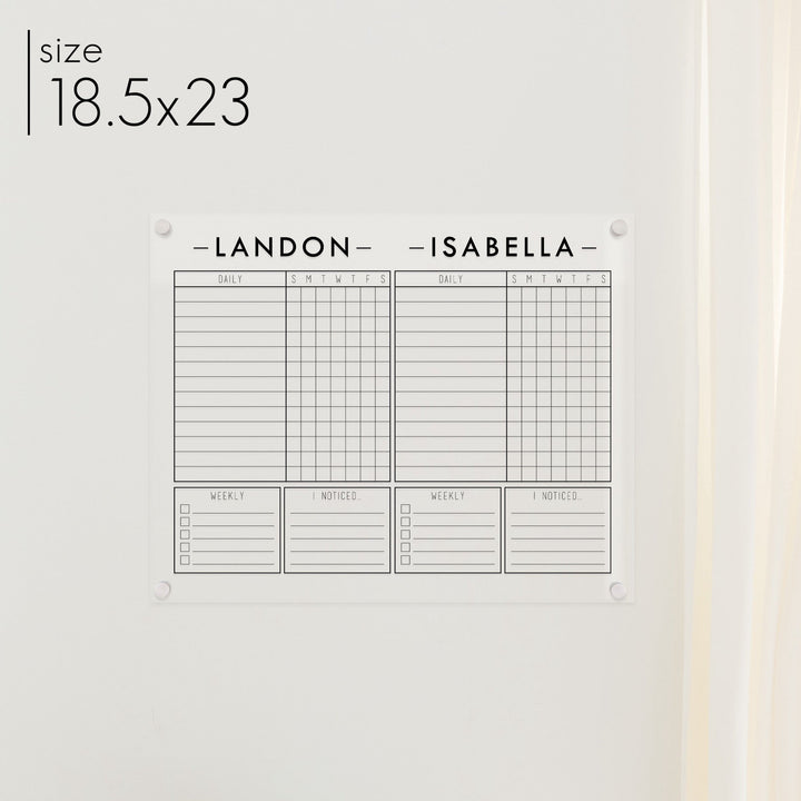 2 Person Acrylic Chore Chart | Horizontal Craig