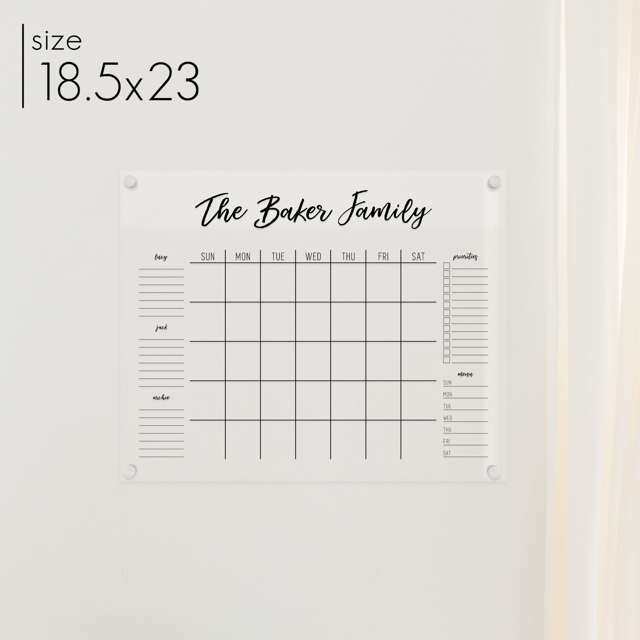 Monthly Acrylic Calendar + 5 Sections | Horizontal Traeger
