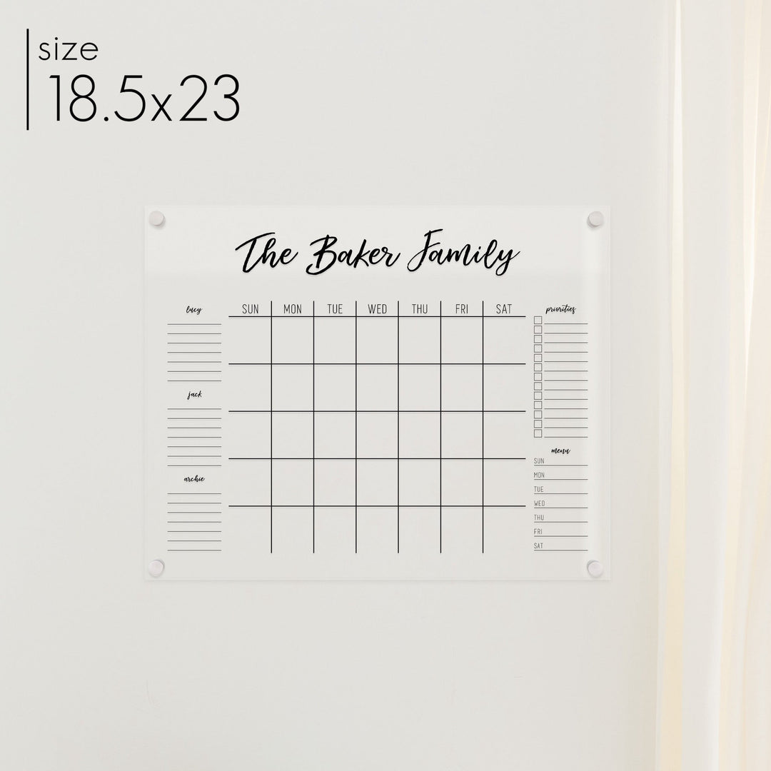 Monthly Acrylic Calendar + 5 Sections | Horizontal Traeger