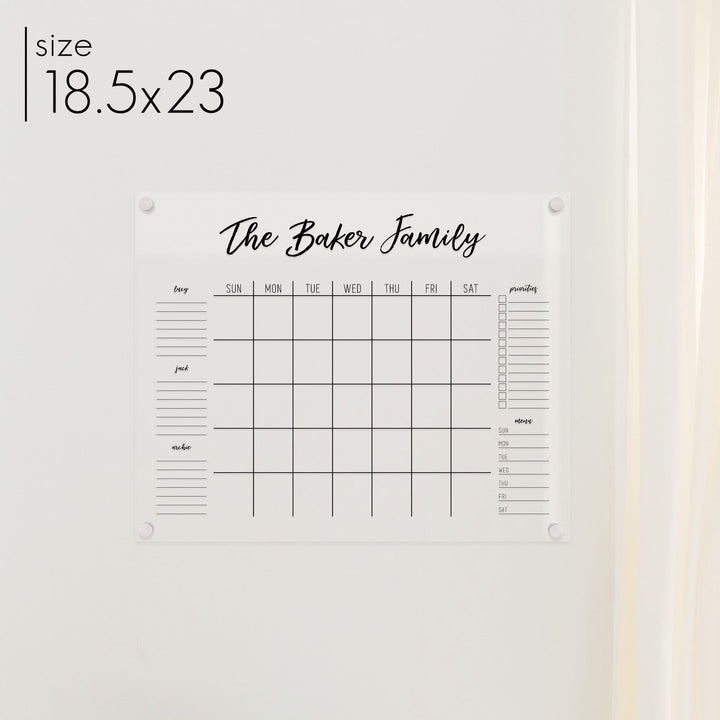 Monthly Acrylic Calendar + 5 Sections | Horizontal Traeger