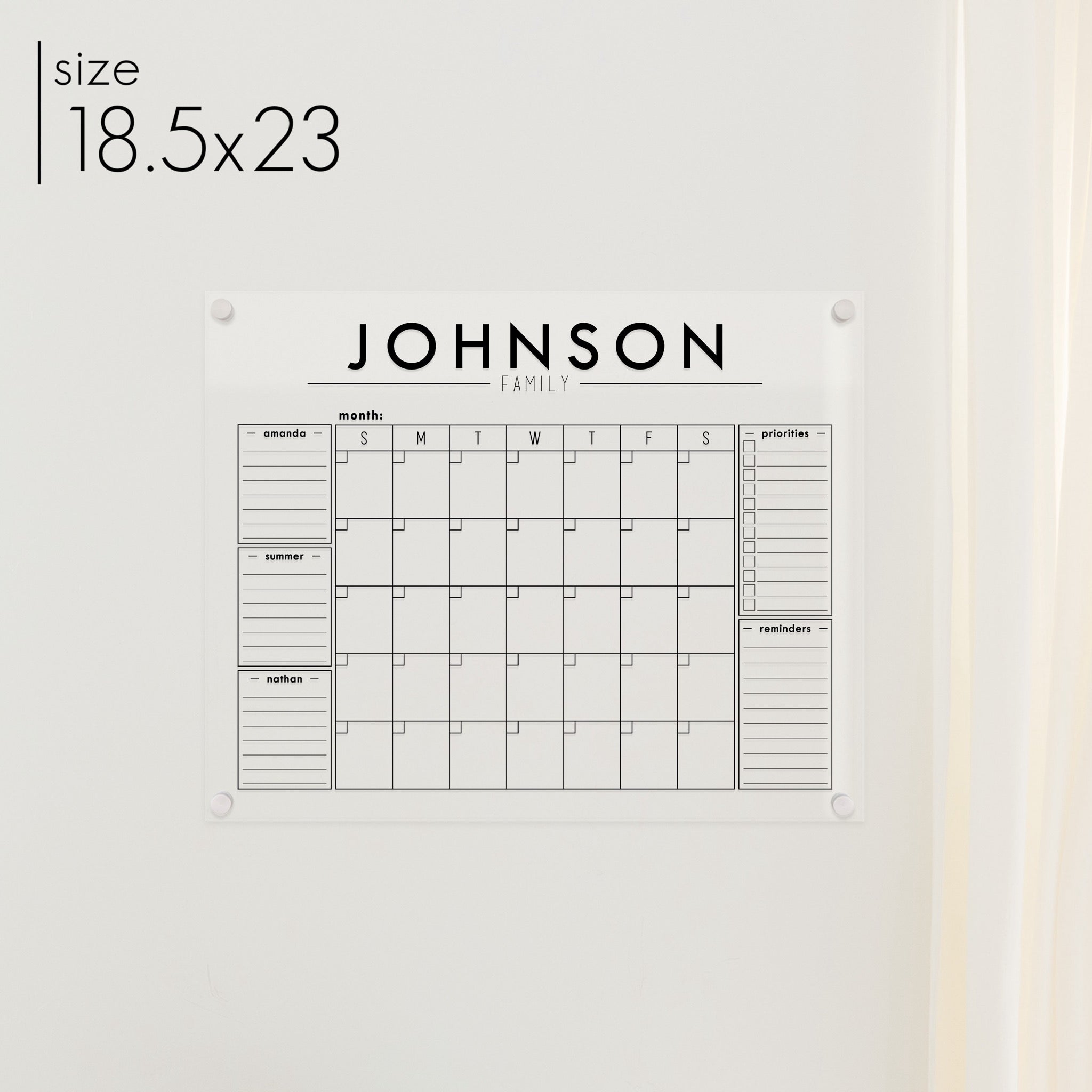 Monthly Acrylic Calendar + 5 Sections | Horizontal Craig