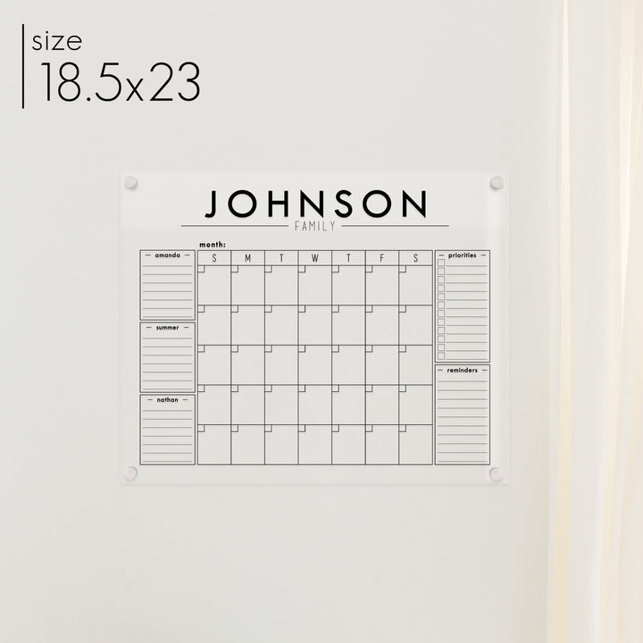 Monthly Acrylic Calendar + 5 Sections | Horizontal Craig