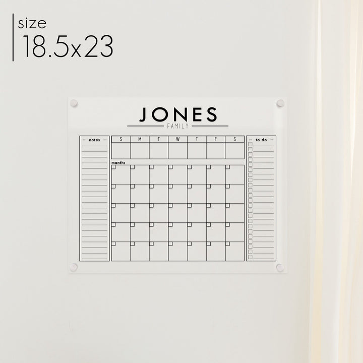 Week & Month Acrylic Calendar + 2 Sections | Horizontal Craig