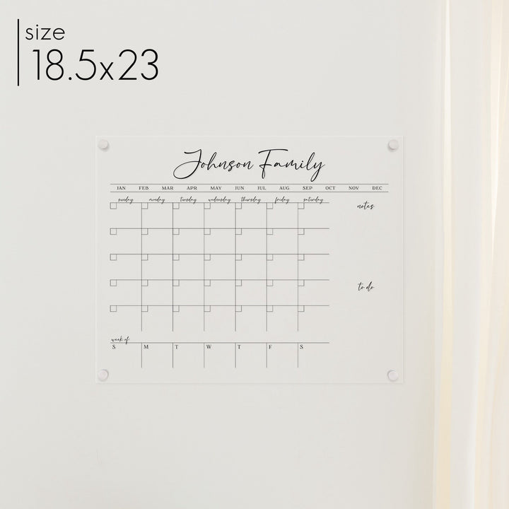 Week & Month Acrylic Calendar + 2 Sections | Horizontal Pennington