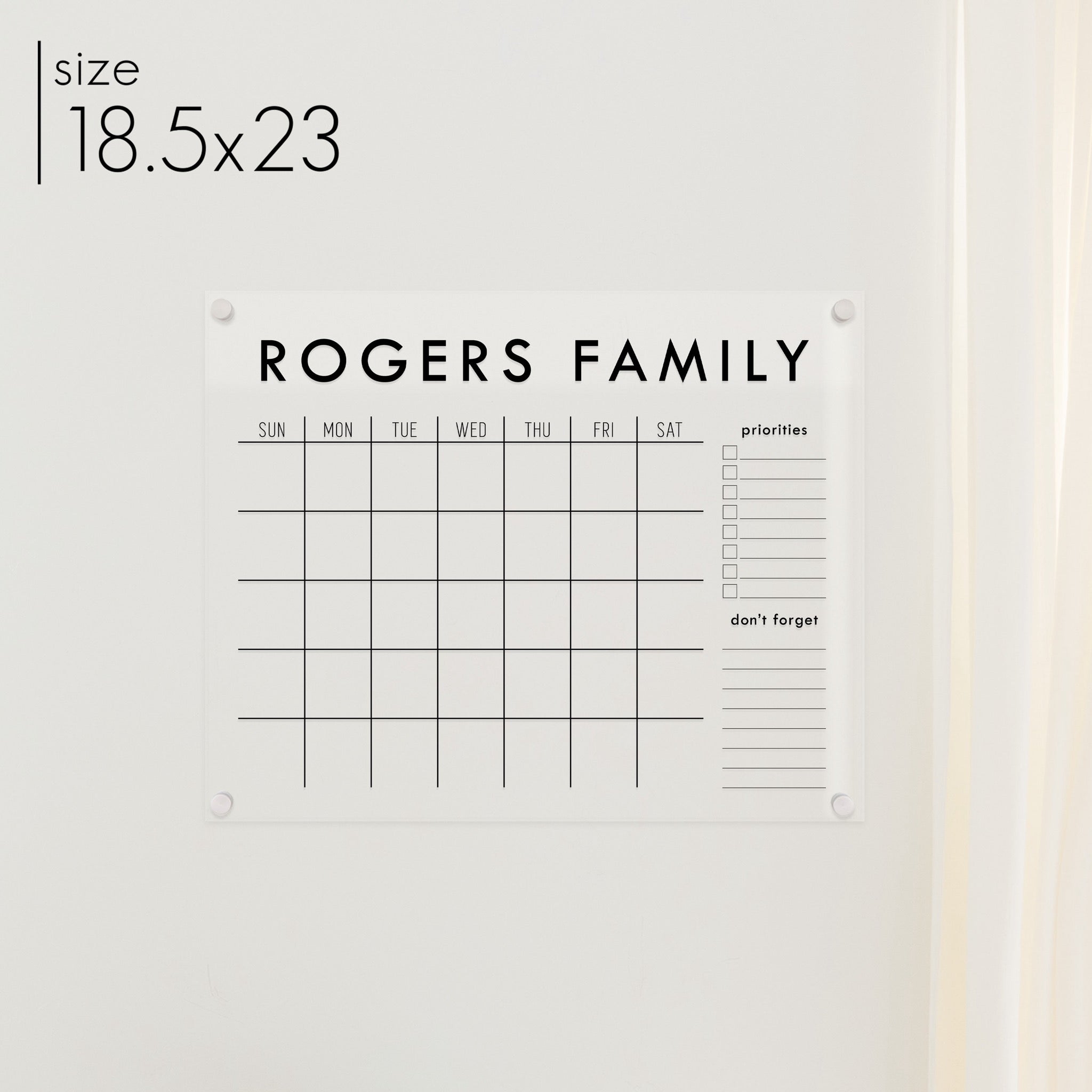 Monthly Acrylic Calendar + 2 Sections | Horizontal Madi