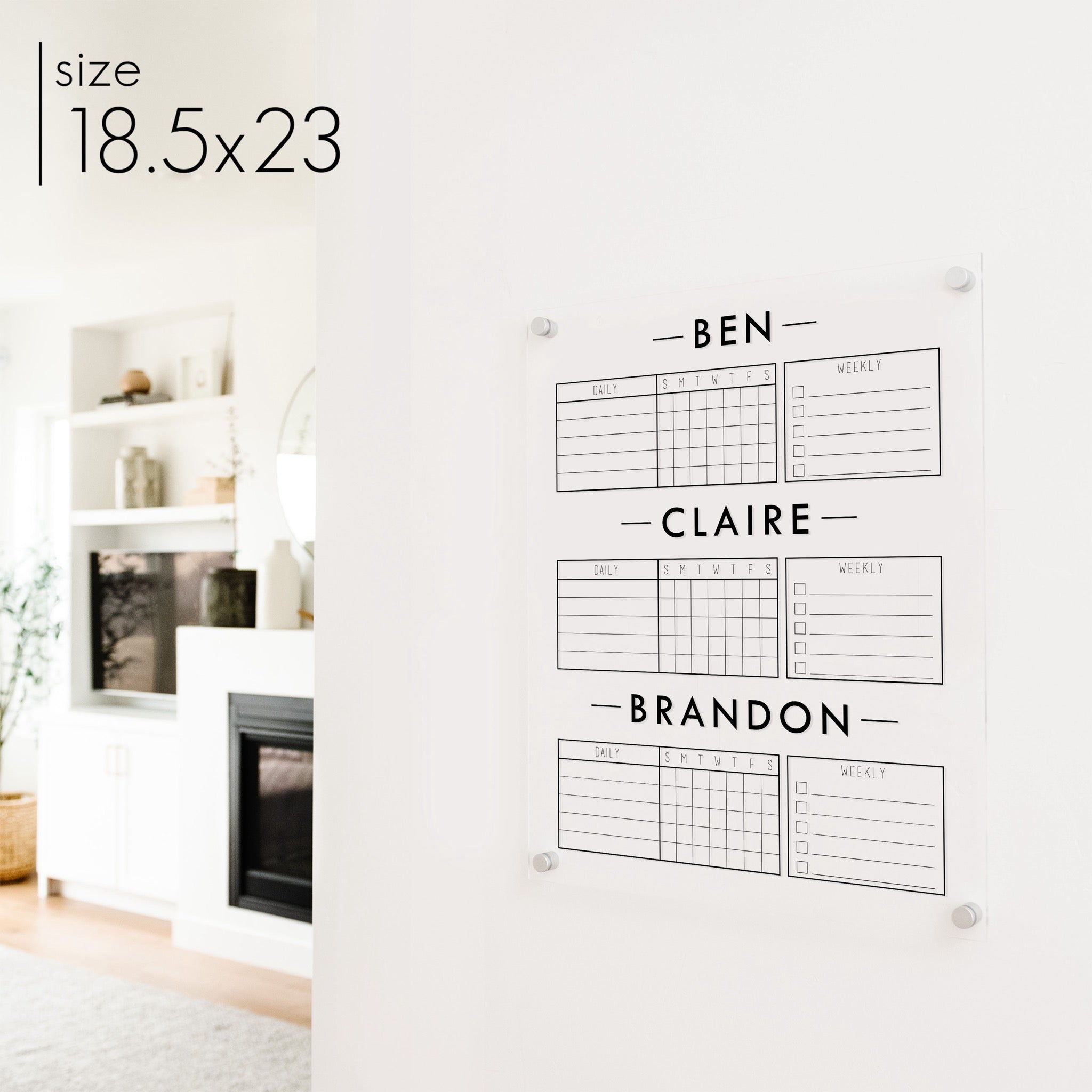 3 Person Acrylic Chore Chart | Vertical Craig