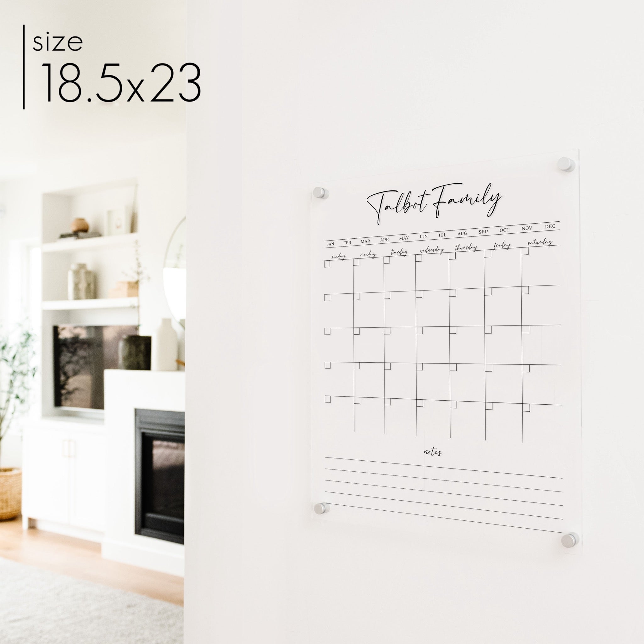 Monthly Acrylic Calendar + 1 Section | Vertical Pennington