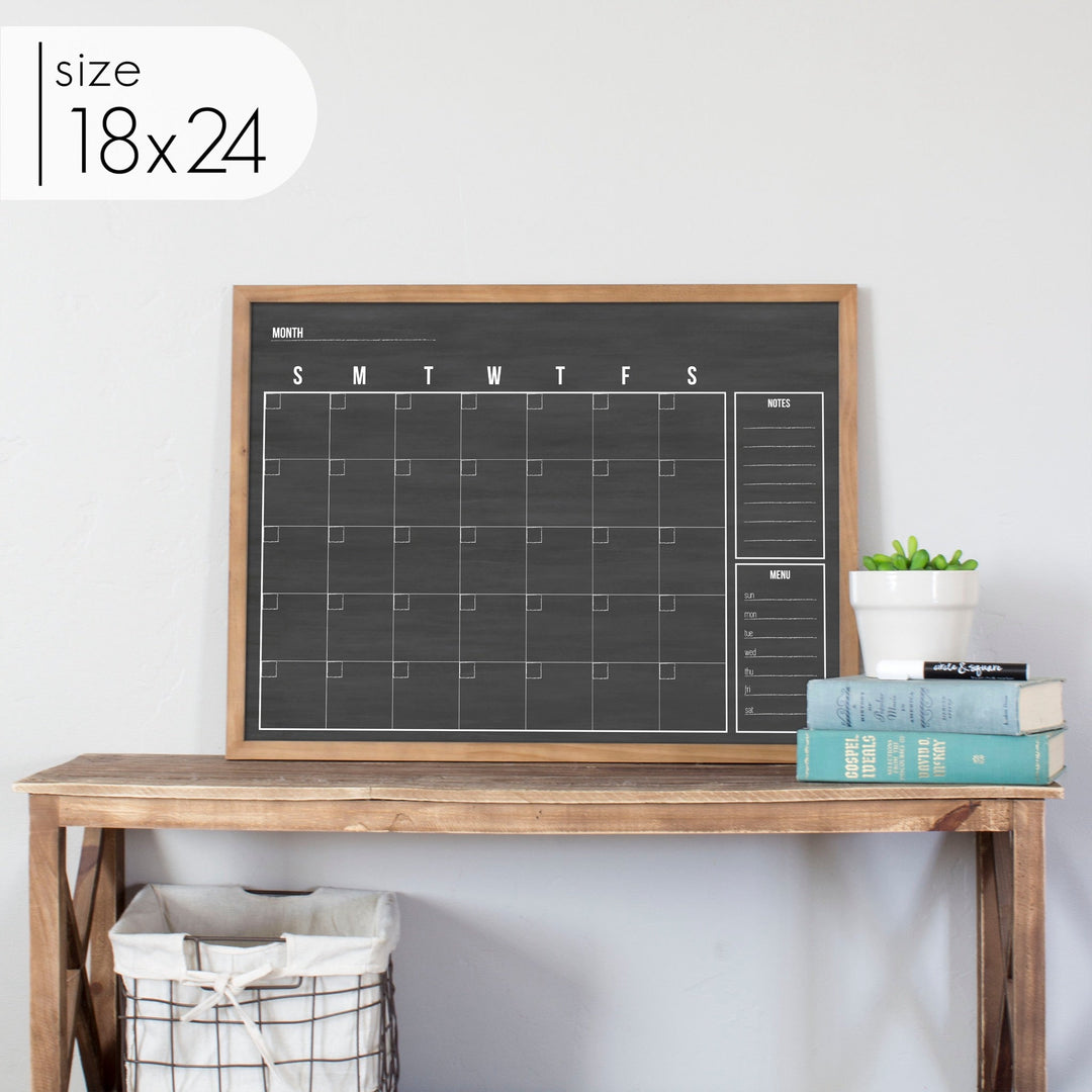 Monthly Framed Chalkboard Calendar + 2 sections | Horizontal Dwyer