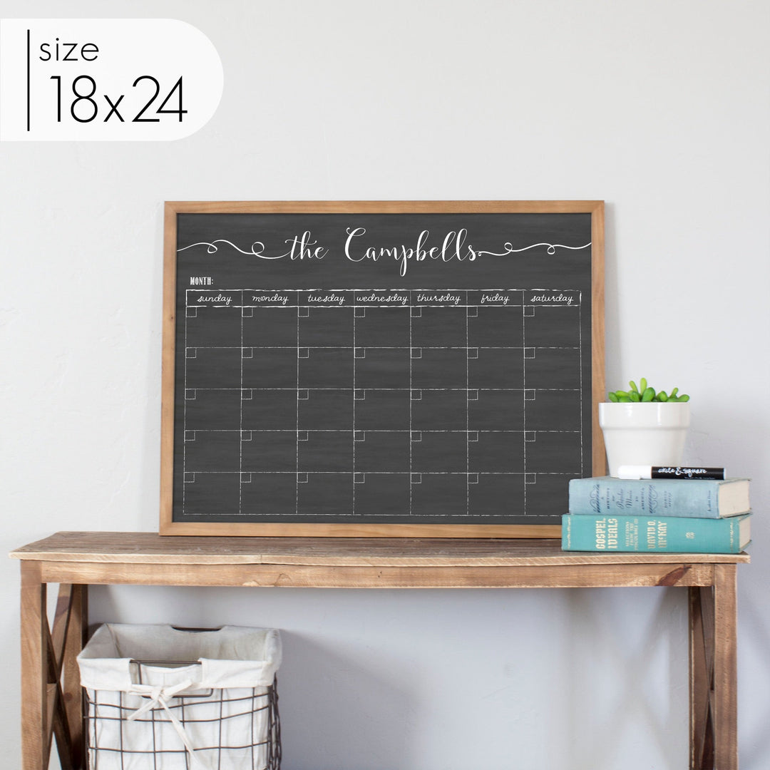 Monthly Framed Chalkboard Calendar | Horizontal Knope