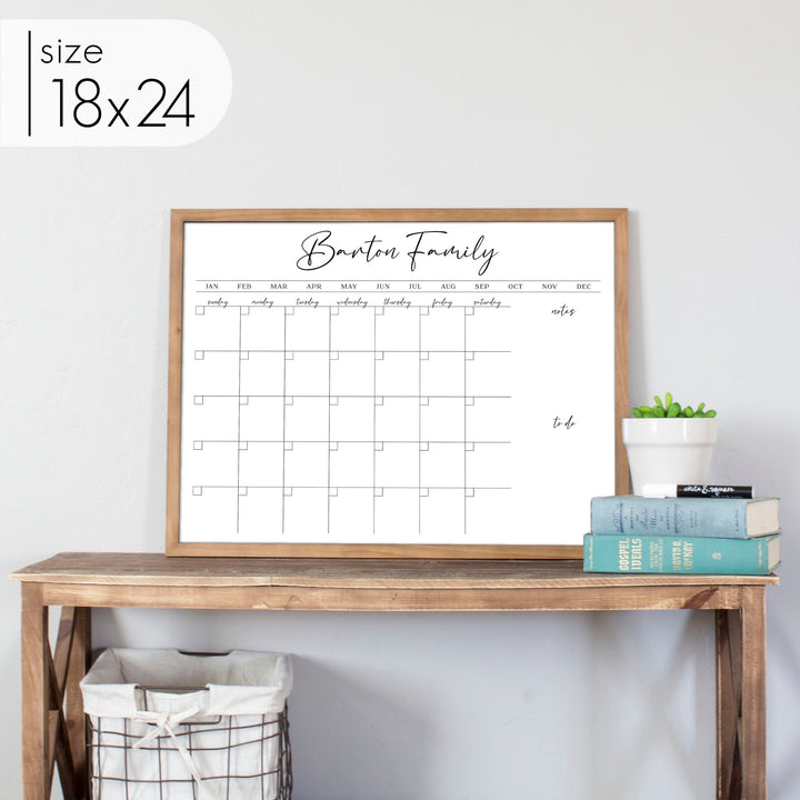 Monthly Framed Whiteboard Calendar + 2 sections | Horizontal Pennington