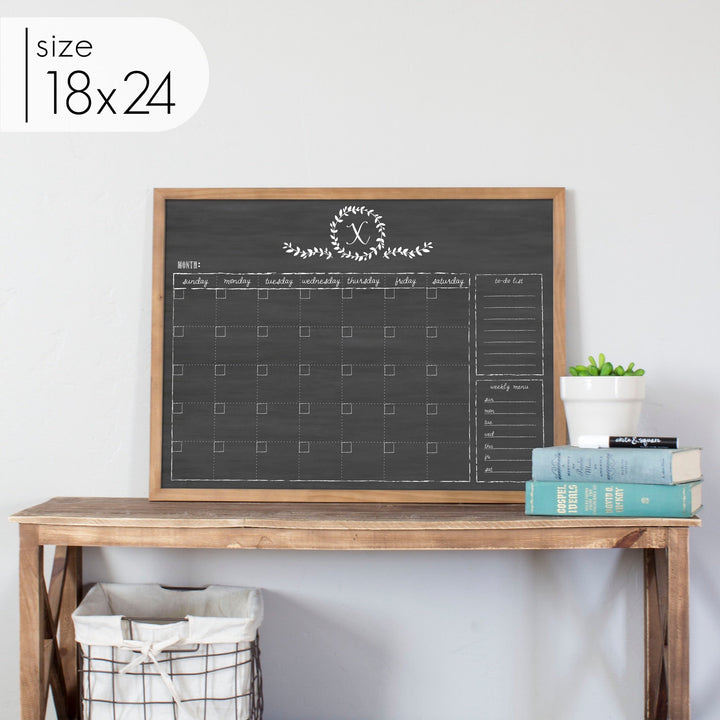Monthly Framed Chalkboard Calendar + 2 sections | Horizontal Donna