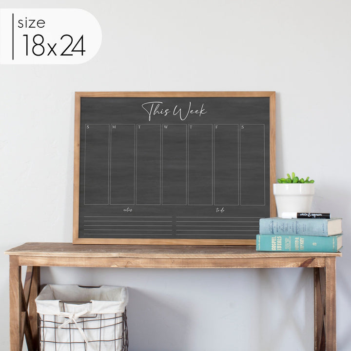 Weekly Framed Chalkboard Calendar + 2 sections | Horizontal Pennington