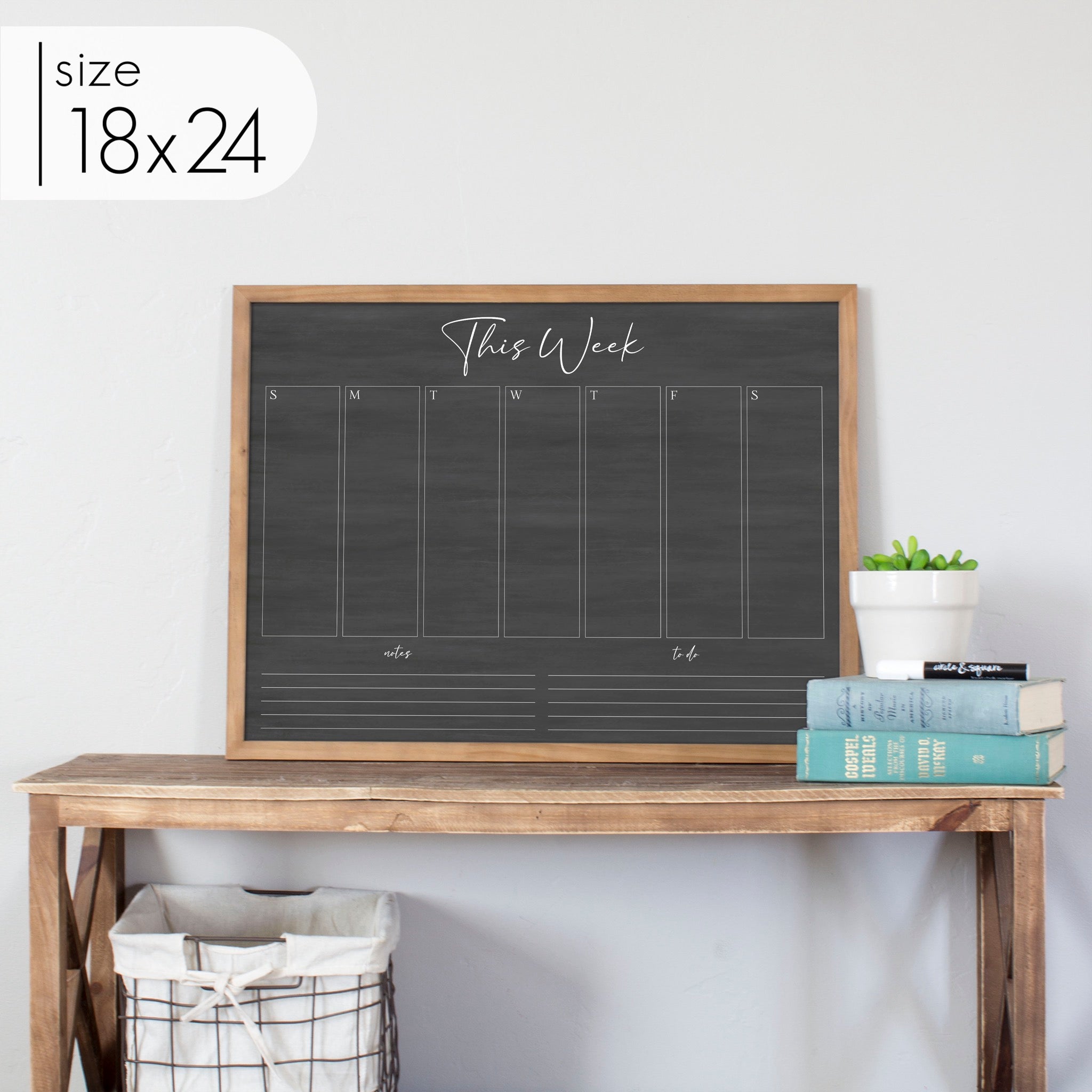 Weekly Framed Chalkboard Calendar + 2 sections | Horizontal Pennington