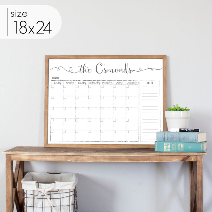 Monthly Framed Whiteboard Calendar + 1 section | Horizontal Knope